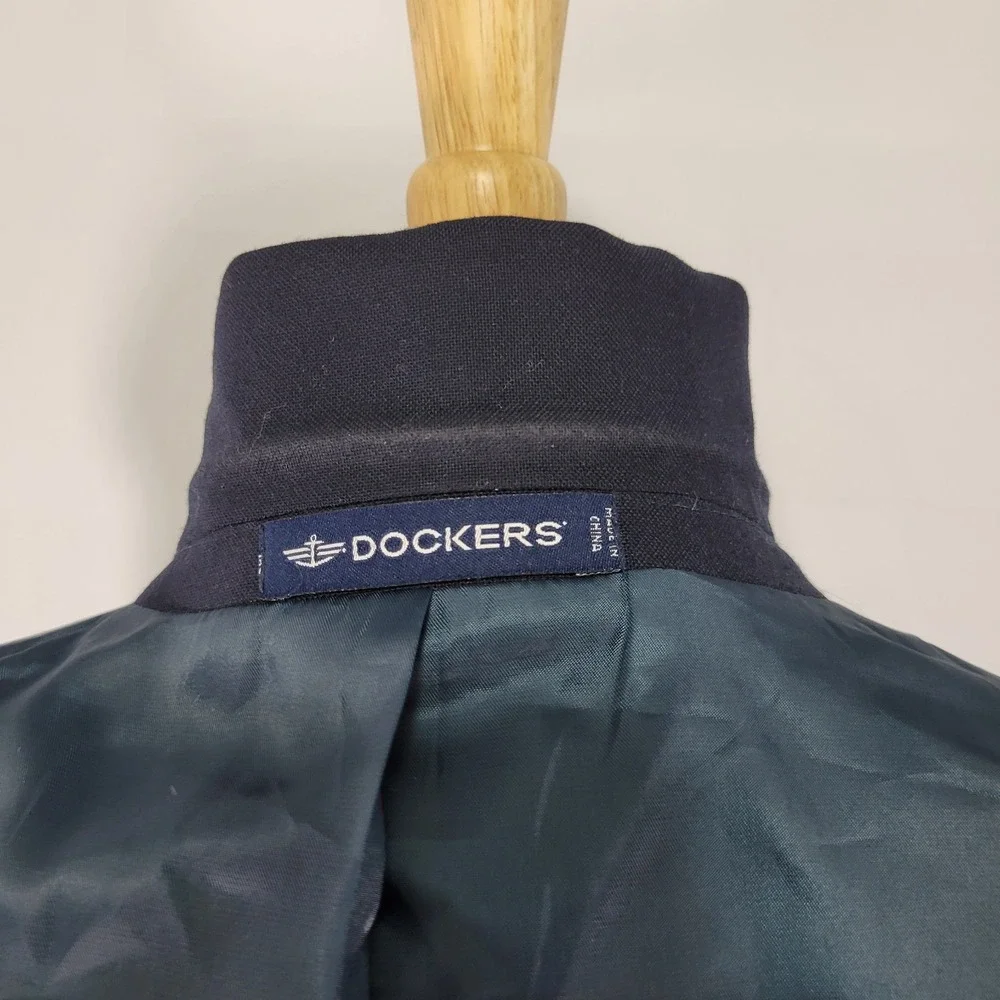 Dockers Men's Sport Coat Blazer Two Button‎ Deep Navy Polyester Wool 46R